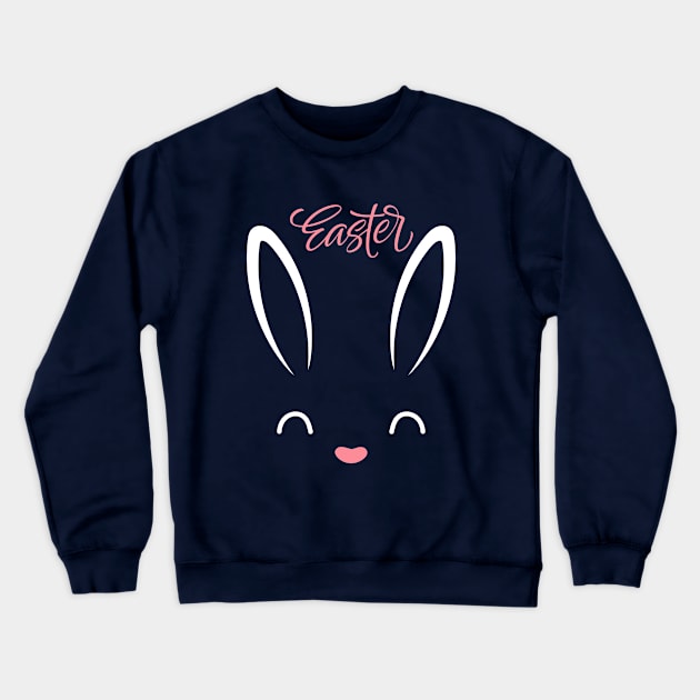 Bunny Face Easter Design Crewneck Sweatshirt by Budwood Designs